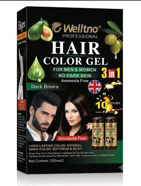 WellItno Professional Hair Color Gel 250ml x2 | 3 in 1 | for Men & Women