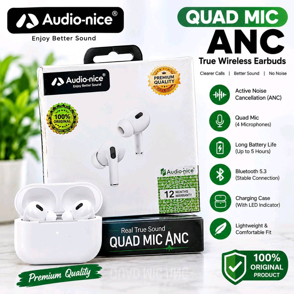 Redington ANC Wireless Earbuds   Bluetooth
