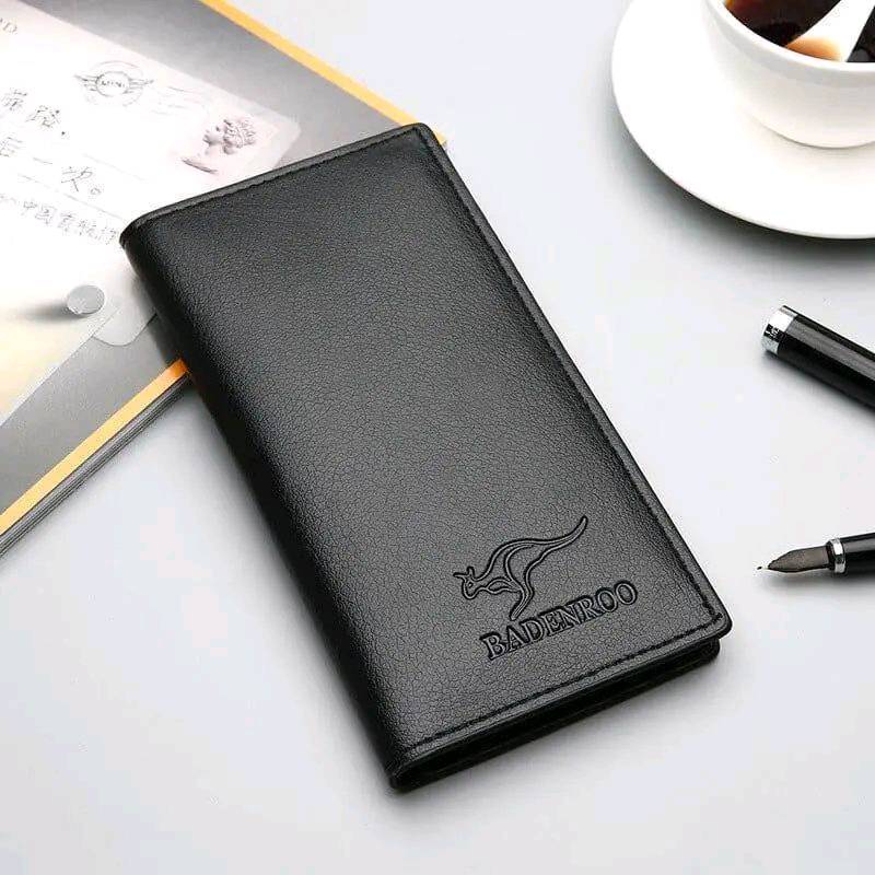 Premium Leather Wallet for Men โ Black & Brown Kangaroo Logo