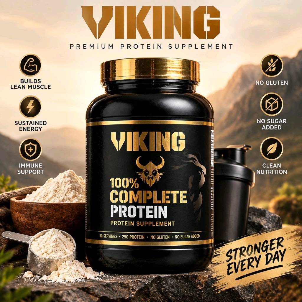 Protein Powder Viking Complete 25g | Gym Protein Supplement | 30 Servings | No Sugar Added | Gluten Free