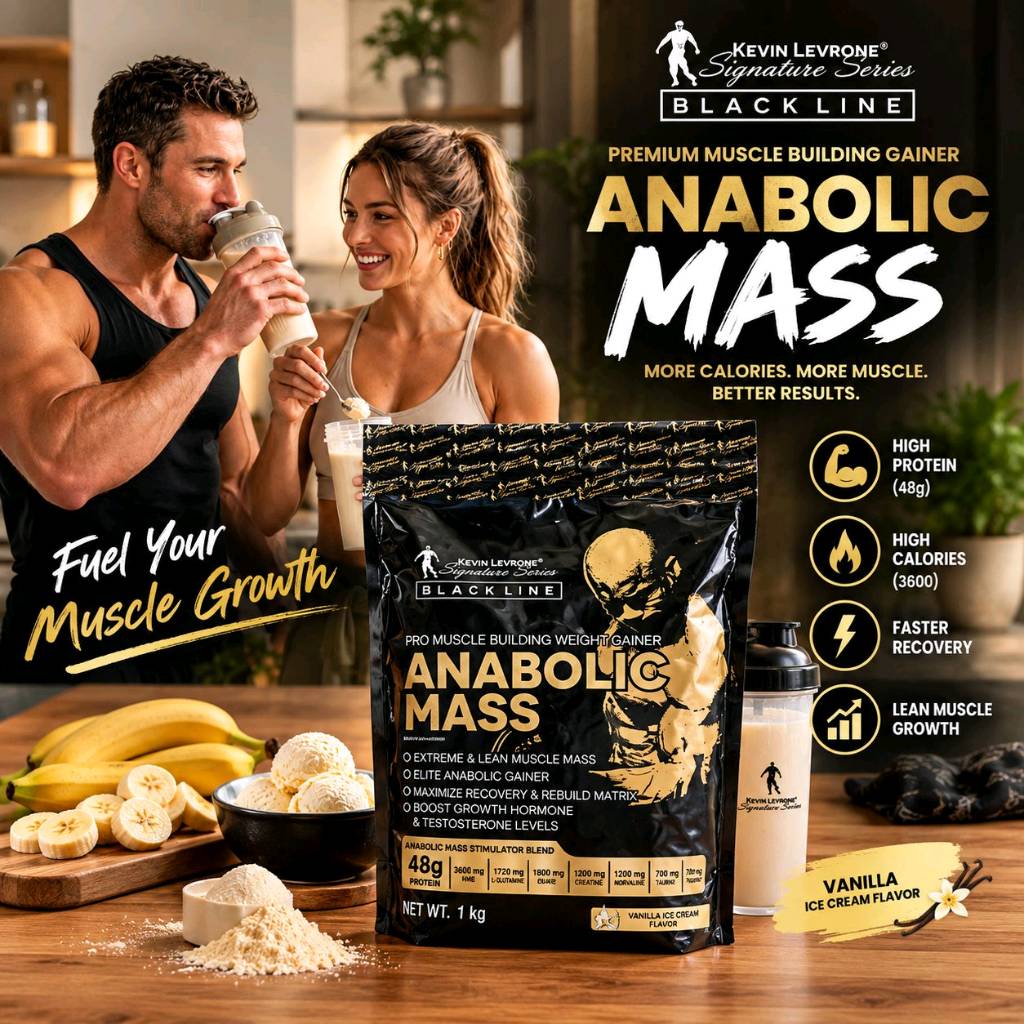 Kevin Levrone Anabolic Mass 1kg Vanilla | Black Line Mass Gainer | Weight Gainer Protein Supplement