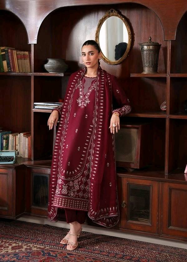 Winter Embroidered Dhanak 3Pc Suit With Digital Printed Wool Shawl