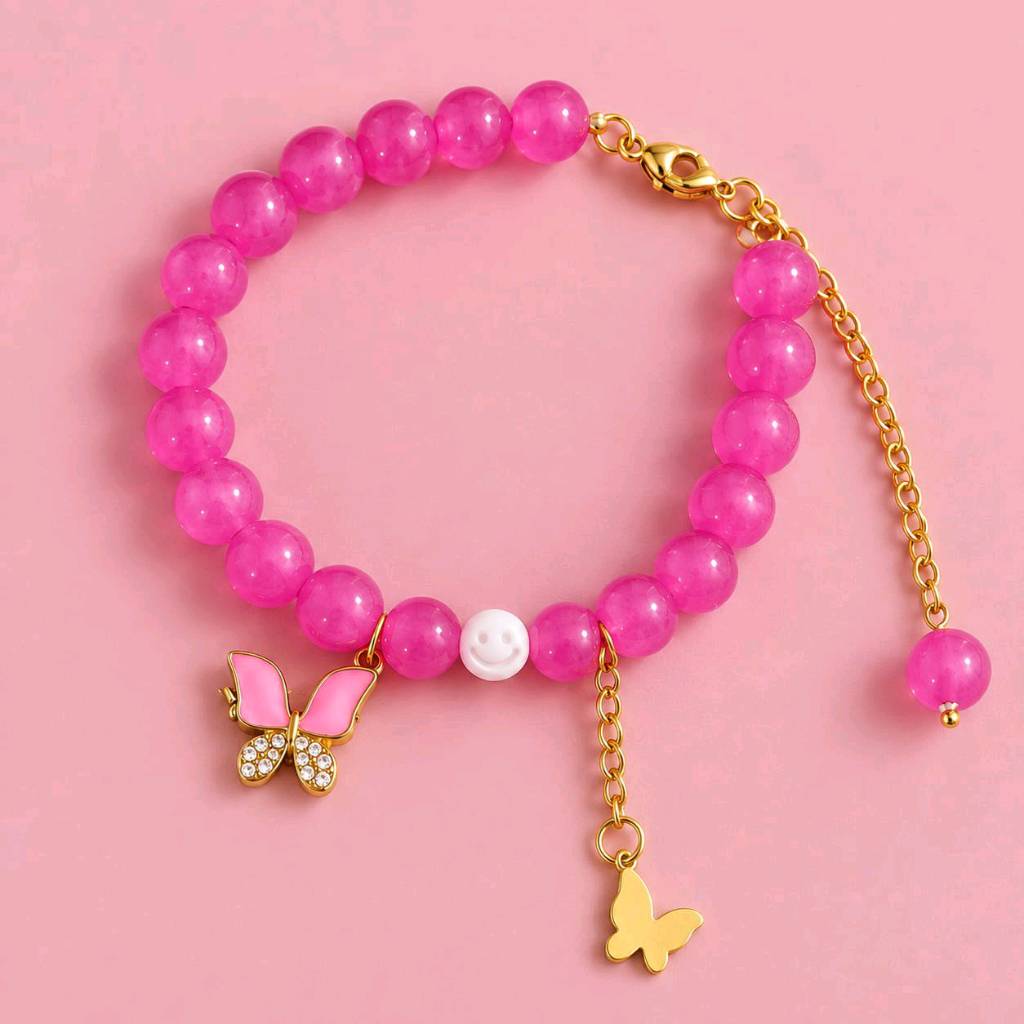 pink cute elegant mystic beads bracelet for girla