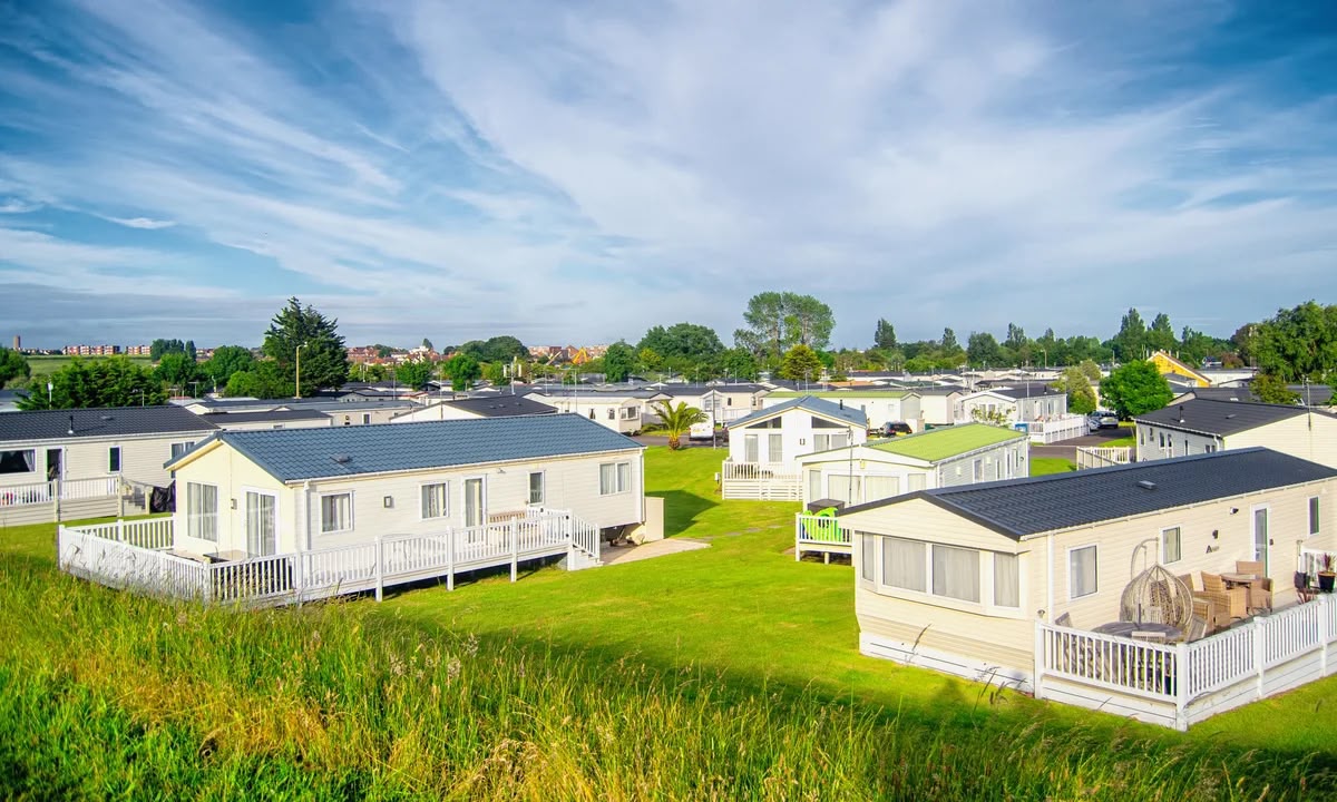 Coastal holiday park at sunset