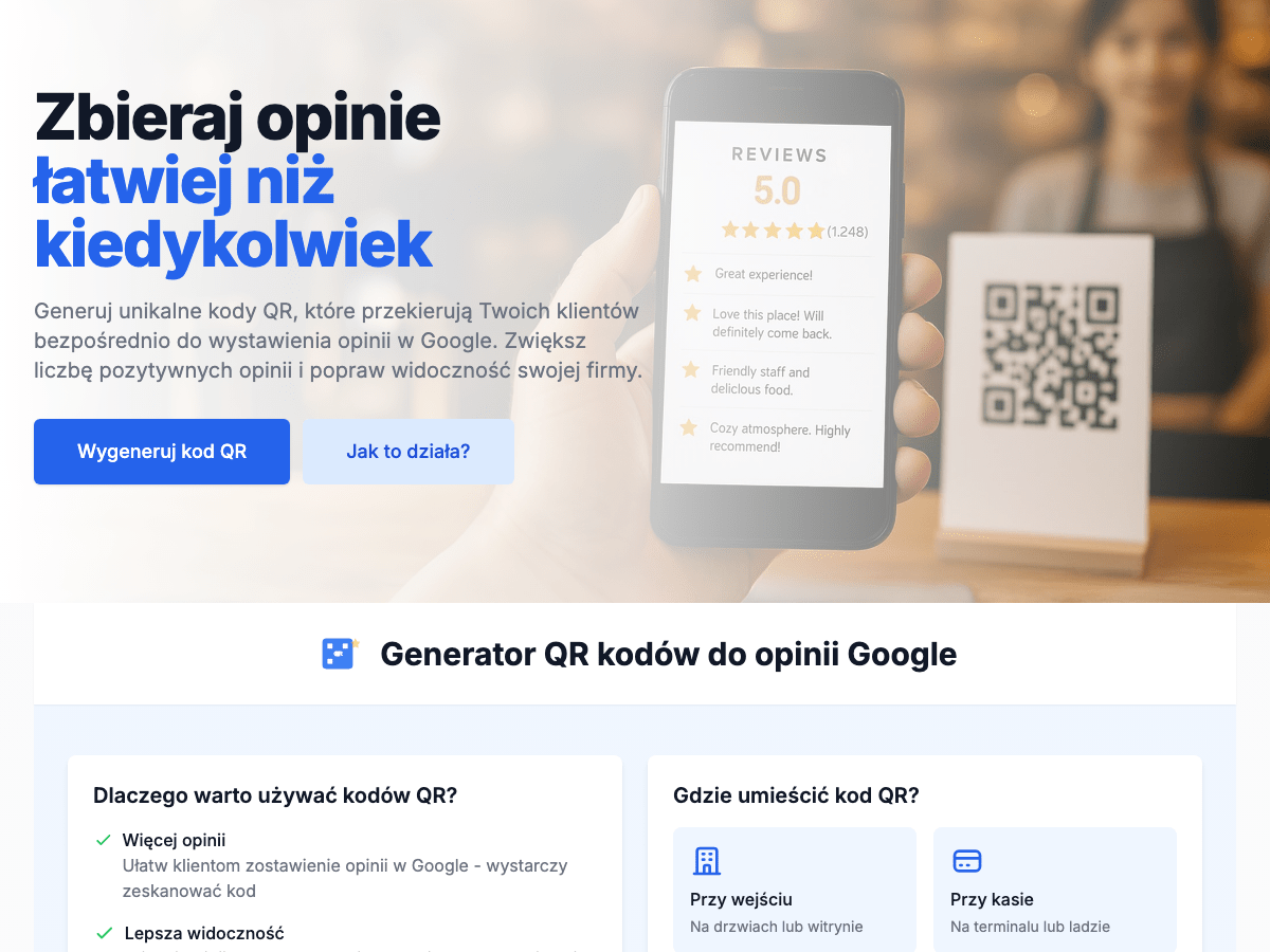 QR Reviews - Generator QR kodów do opinii Google