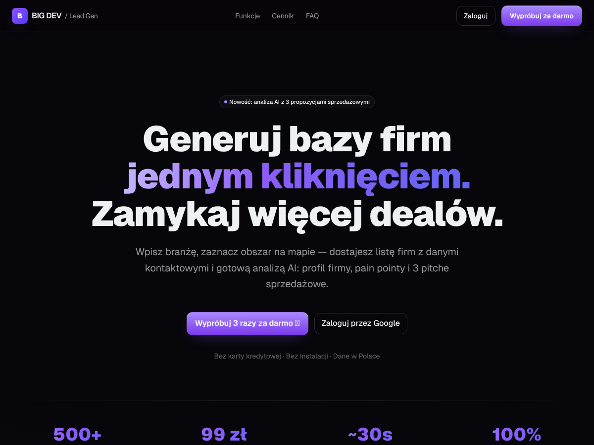 BIG DEV — Generator Leadów B2B z AI