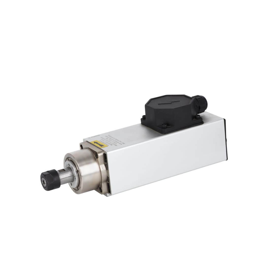 1.5 kW 18000 RPM Square Air Cooled CNC Spindle Motor - 220V ER20 - Precision Technical View