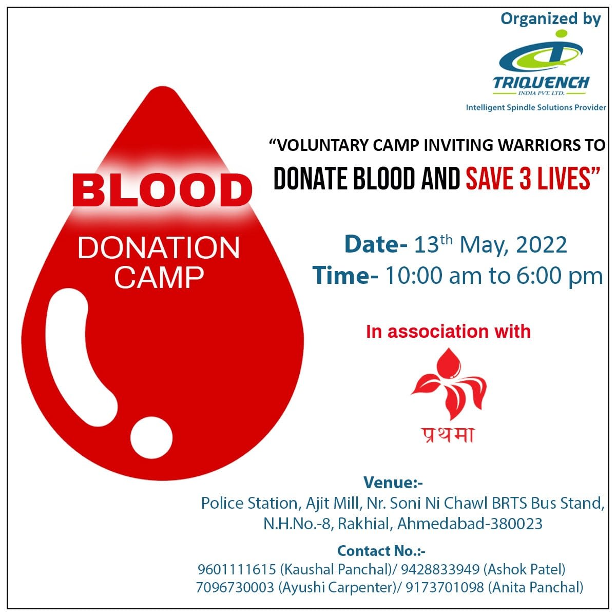 Blood Donation Camp Organized by Triquench India Pvt. Ltd.