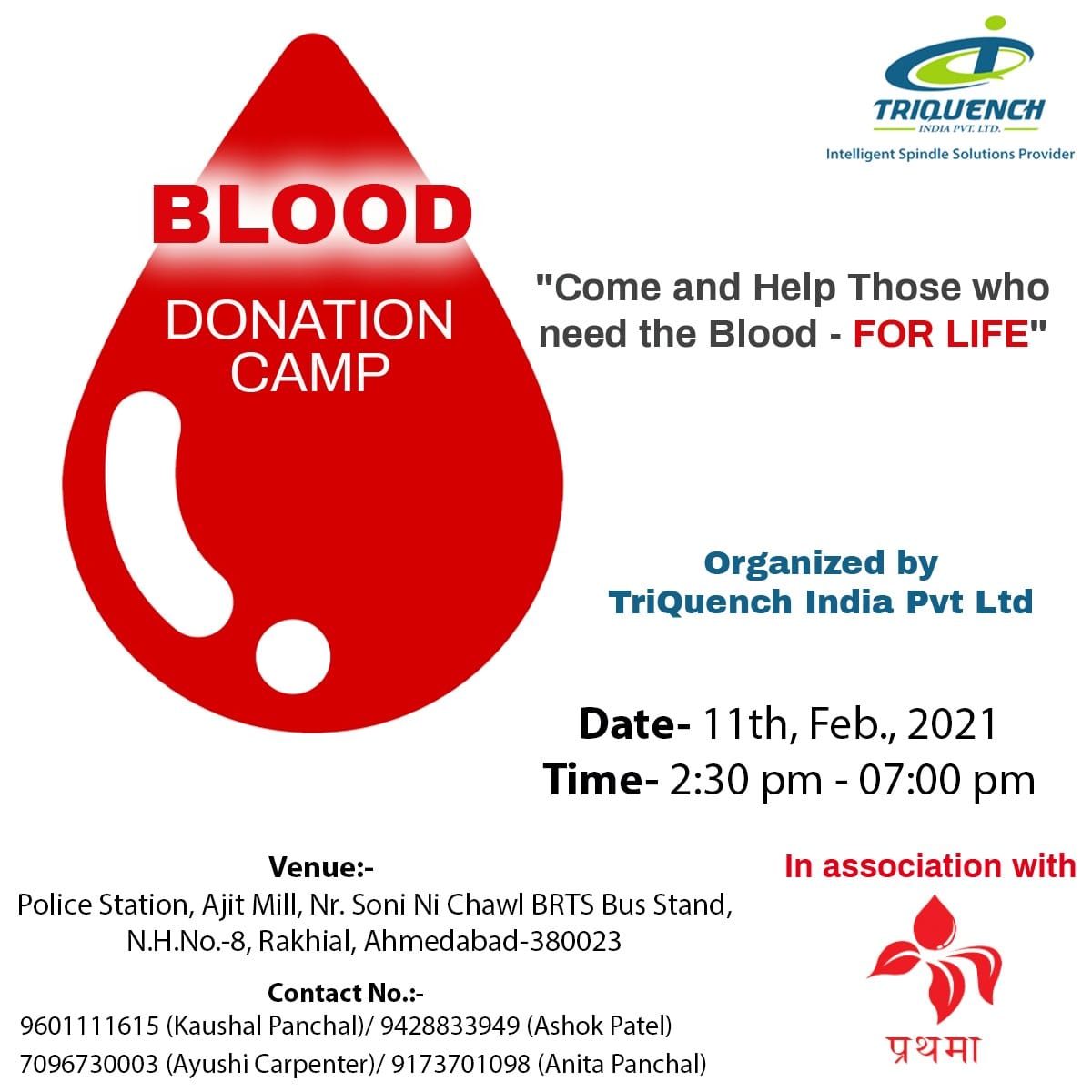 Blood Donation Camp Organized by Triquench India Pvt. Ltd.