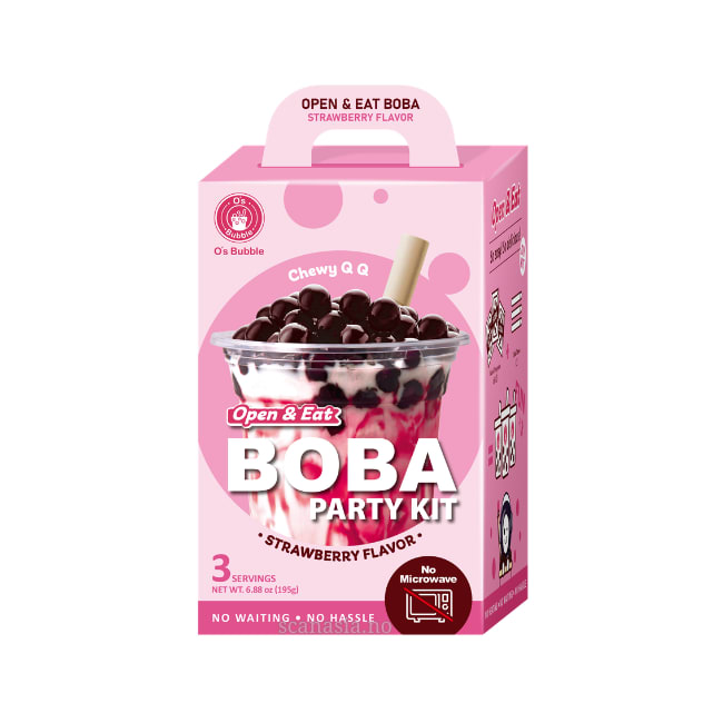 O'S Bubble Boba kit - Strawberry 12x195g (Open to eat)