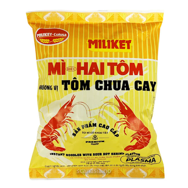 MILIKET Inst. Noodles with sour hot shrimp flavour 30x75g
