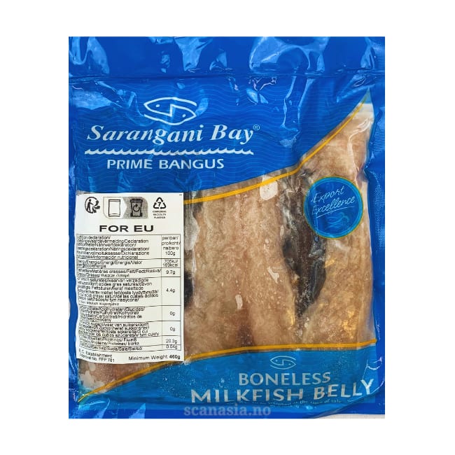 Sarangani Fresh Deboned Milkfish Belly 460/570g 8kg FROZEN