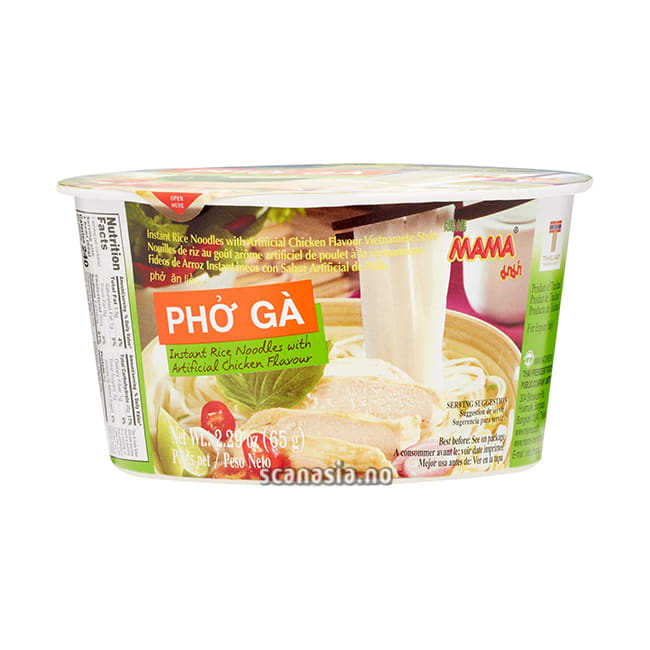 MAMA Instant Bowl Rice Noodles Chicken Flavour 24x65g