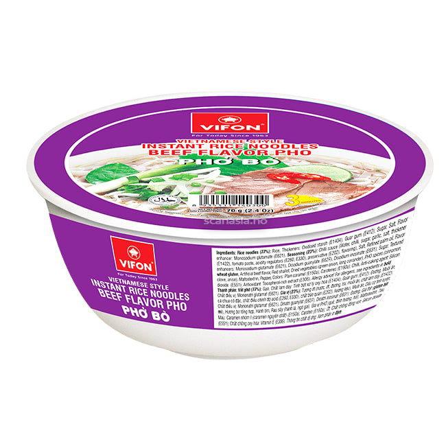 VIFON Instant Rice Noodles Beef Flavour 12x70g