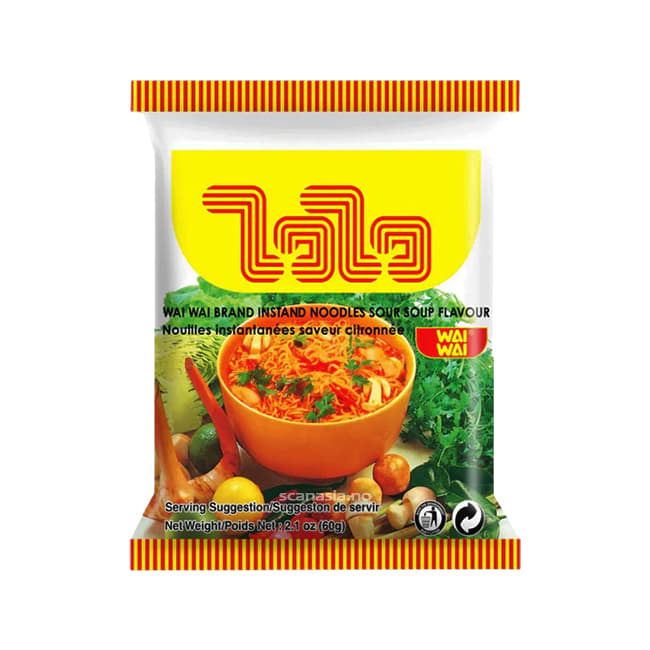 WAI WAI Inst. Noodle Sour Soup Flv. (Thai Tom Yum) 6x(30x60g)