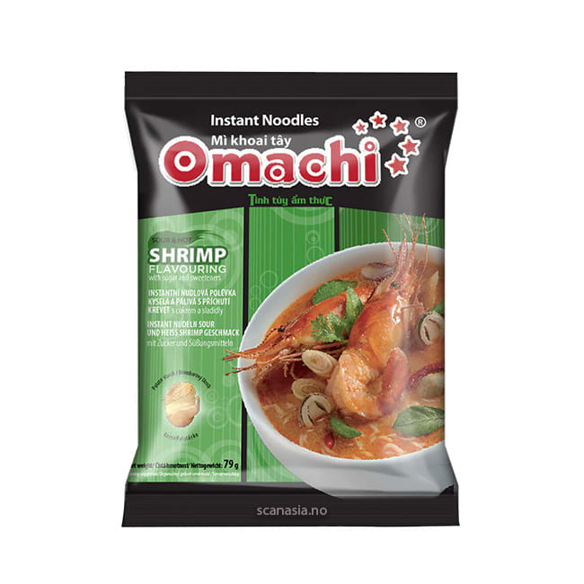 OMACHI Inst. Noodles With Potato Starch Sour And Hot Shrimp Flv 2x30x79g