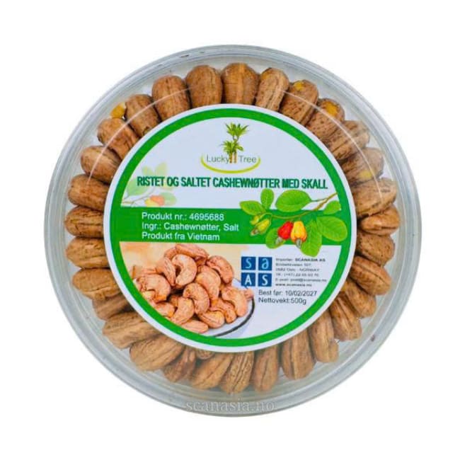 LUCKY TREE Roasted & salted cashew nuts with shell (Premium W240) 36x500g