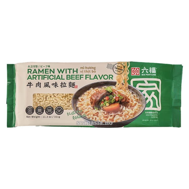 SIX FORTUNE Ramen With Artificial Beef Flavor 12x321g
