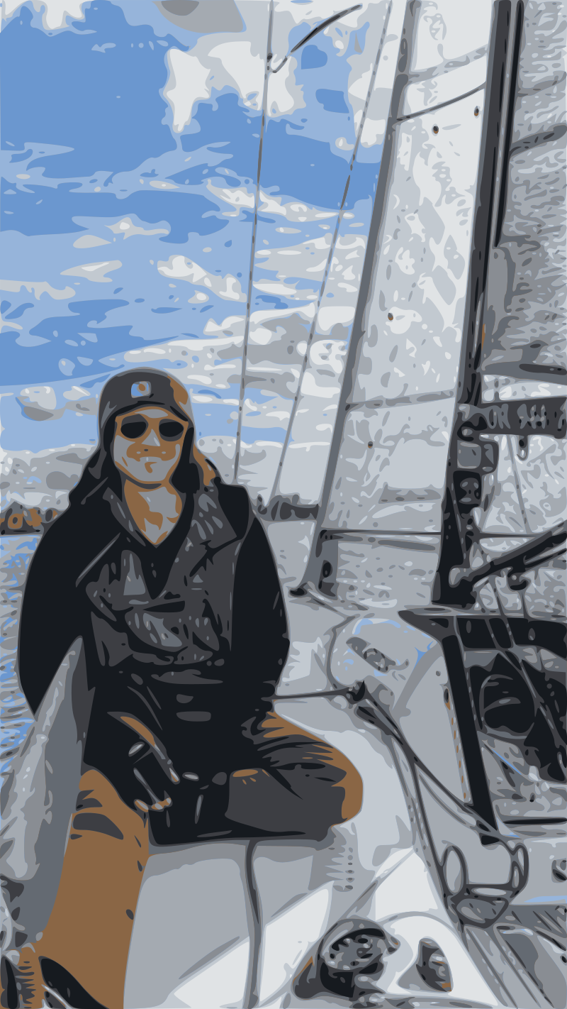 A picture of me in sunglasses looking out over the Columbia River from a Melges 24