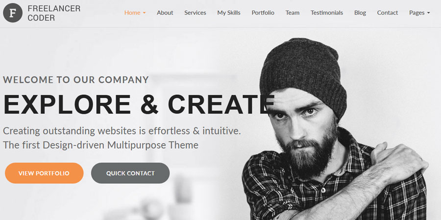 Freelancer Coder One Page Responsive Portfolio Template