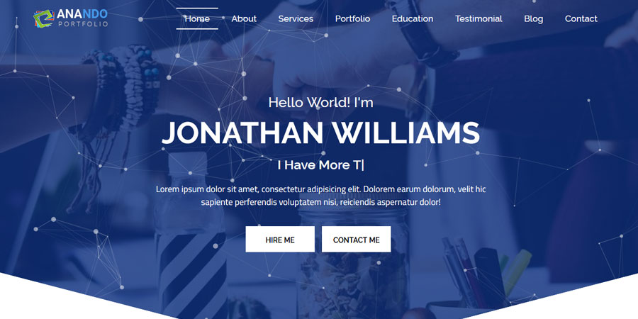 Anando One Page Personal Portfolio Template