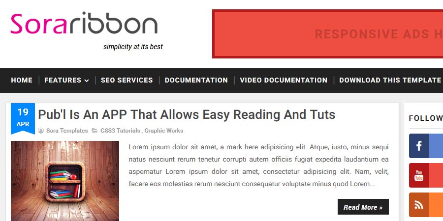 Sora Ribbon Responsive Blogger Template