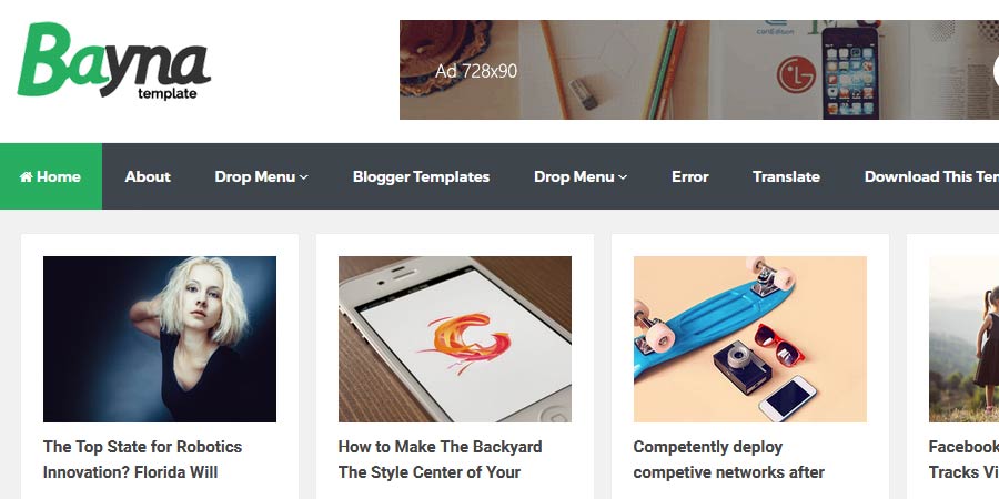 Bayna Responsive Blog Style Blogger Template