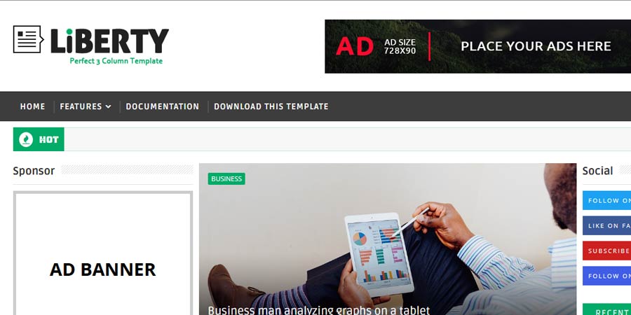 Liberty 3 Column Blogger Template