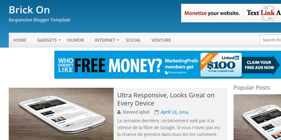 BrickOn Responsive Blogger Template