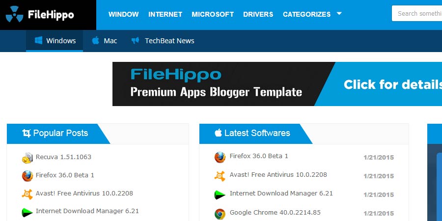 FileHippo Responsive Blogger Template