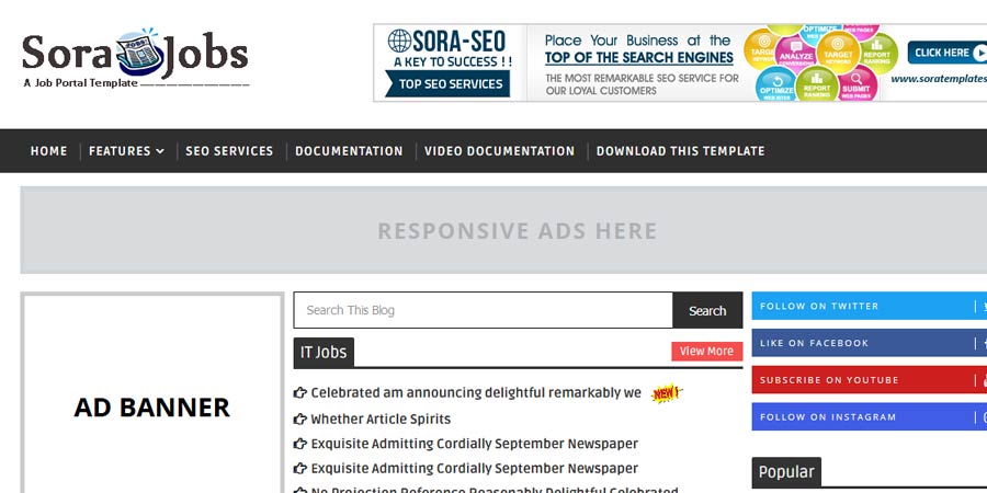 Sora Jobs Responsive Blogger Template