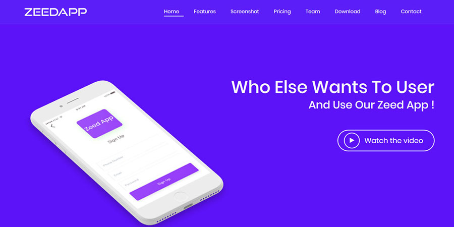 Zeedapp Landing Page