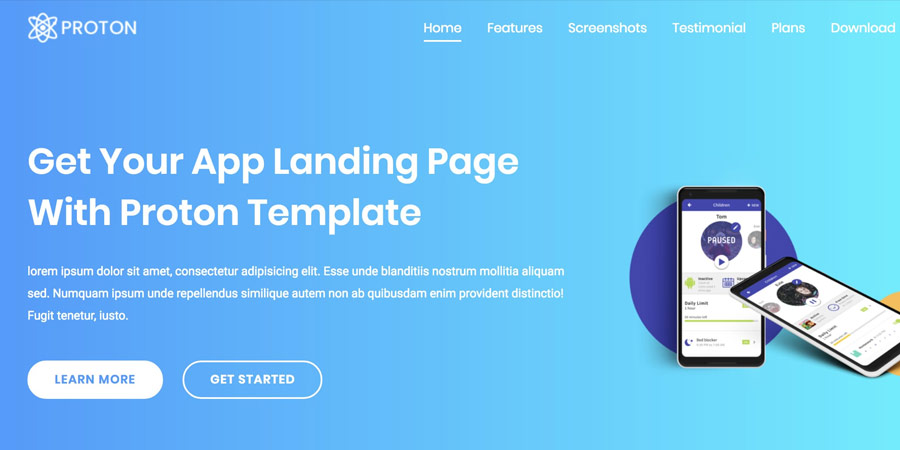 Proton Lite One Page HTML Template