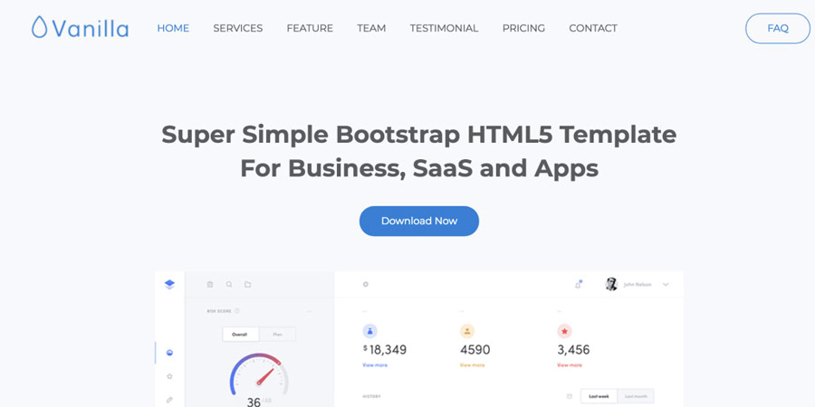 Vanilla One Page HTML Template