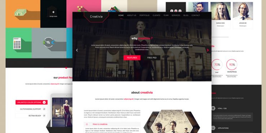 Corporate One Page Website Template PSD