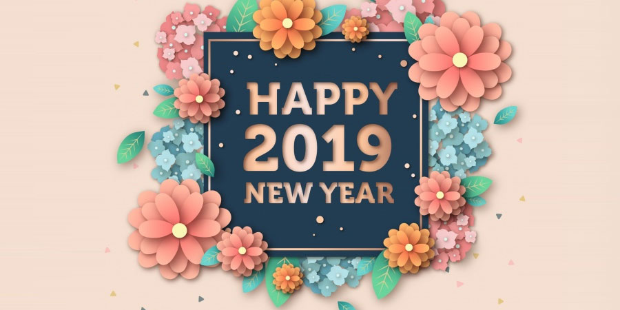 New year 2019 Background in Paper Style
