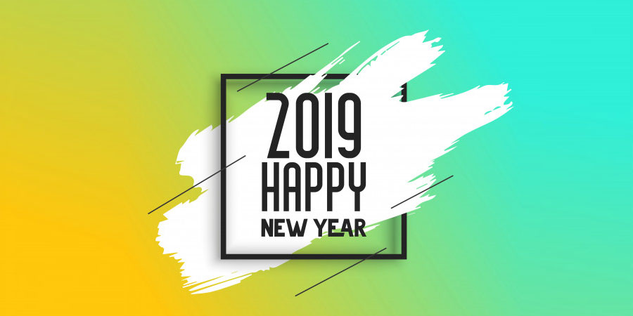 Happy New Year Background with Ink Brush Stroke