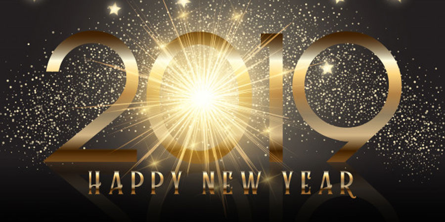 Gold New Year Background with Sparkle Effect