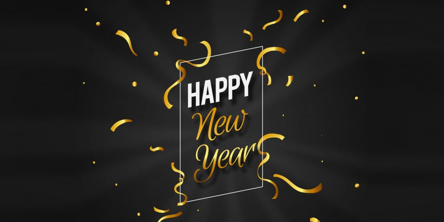 Golden Streamer New Year Background