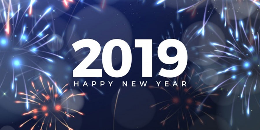New Year 2019 Composition with Fireworks