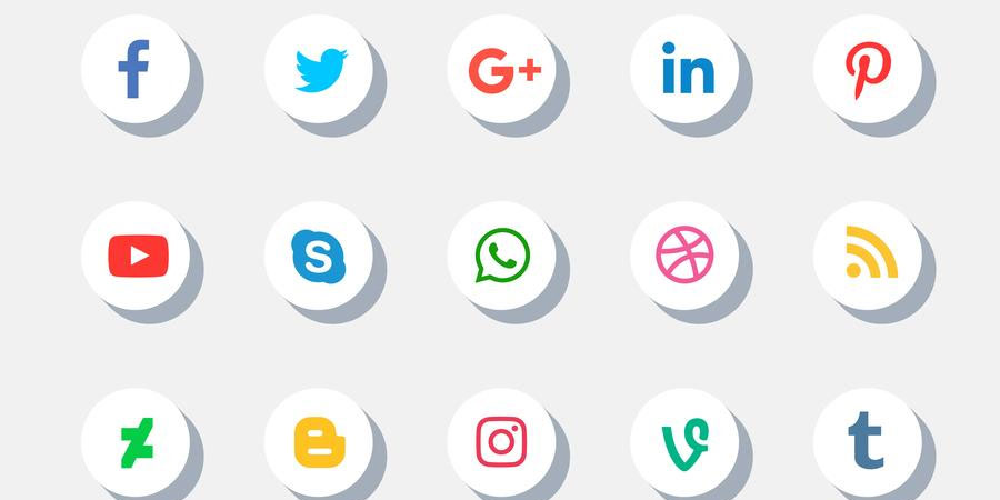 Social Media Icons Set With Shadow