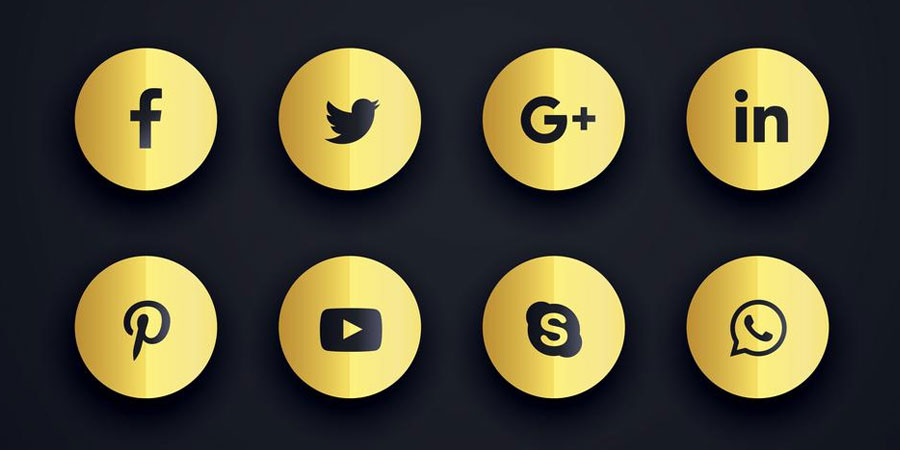 Golden Round Social Media Icons Premium Pack
