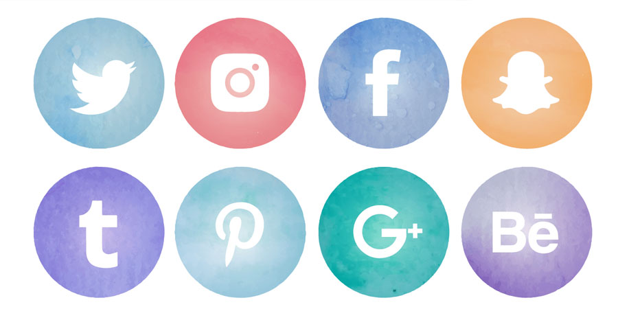 Watercolor Social Media Logos