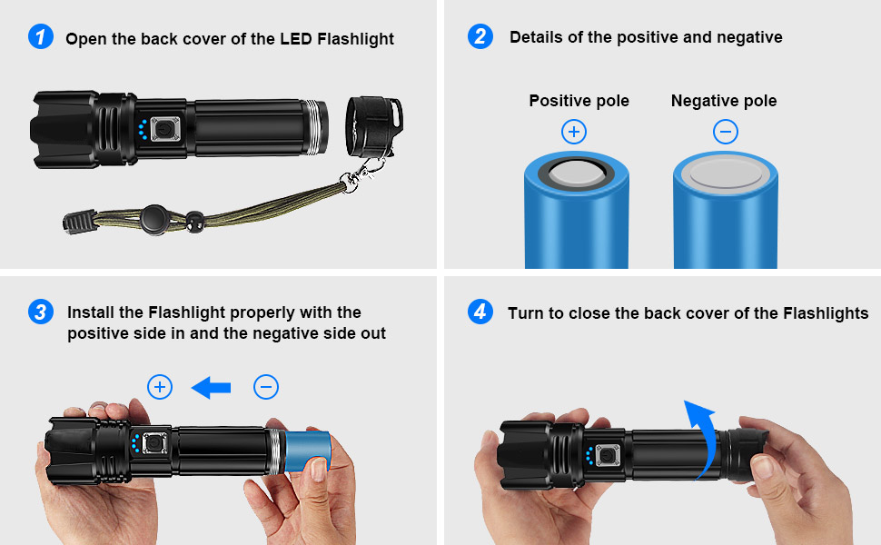 Rechargeable LED Flashlight High Lumens, Zacro 100000 Lumen Super
