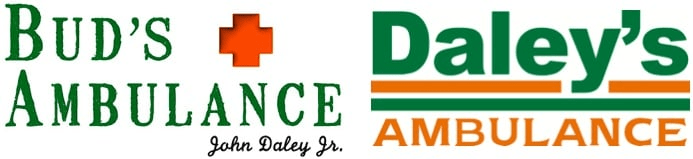 Bud’s Ambulance Service logo and Daley’s Ambulance Service logo