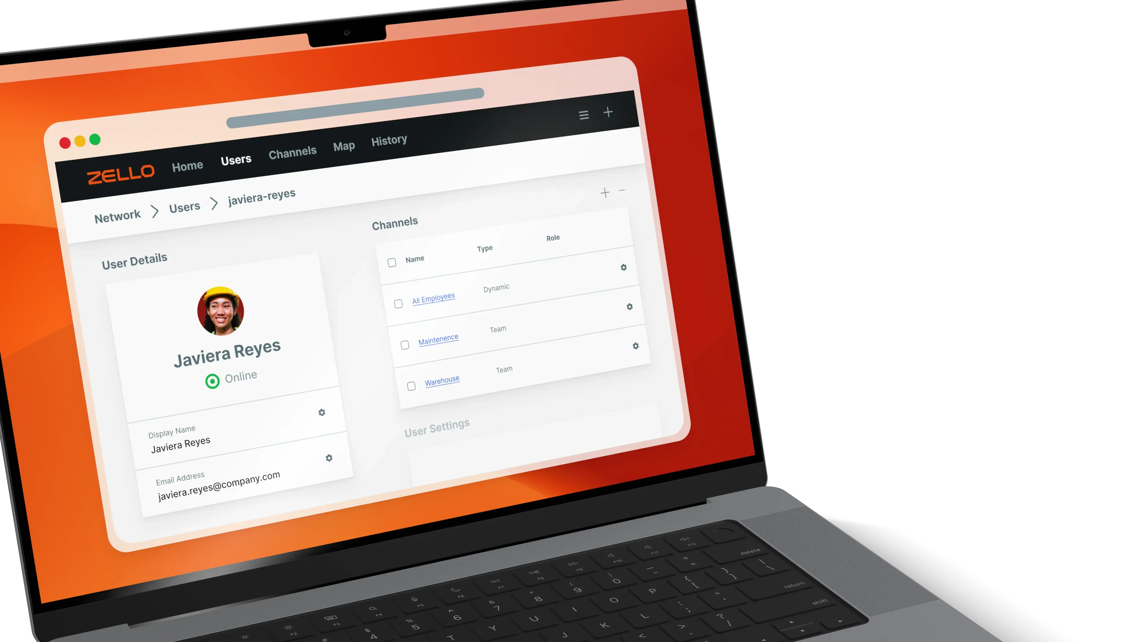 Laptop with Zello console on the screen