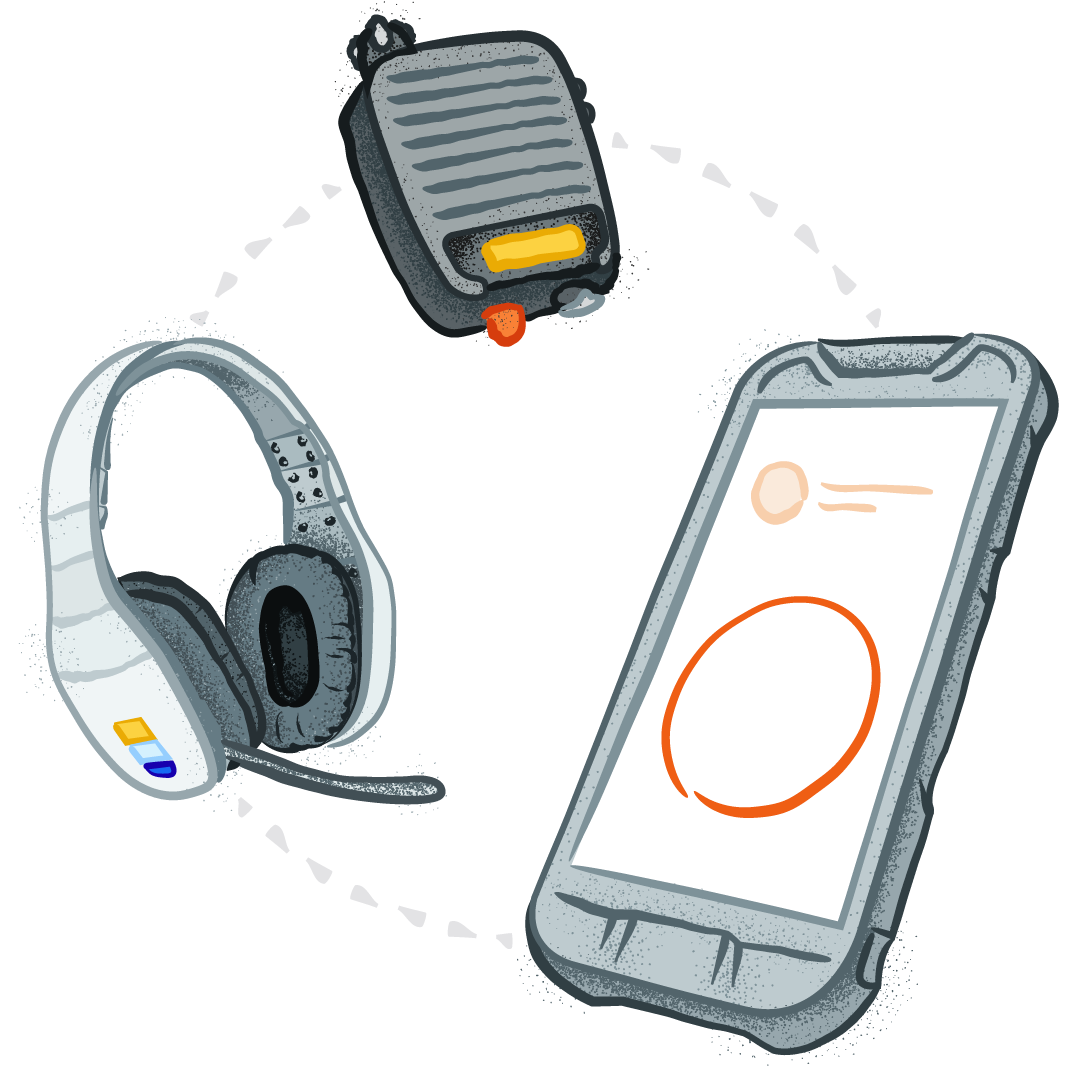 Illustration of push-to-talk accessories