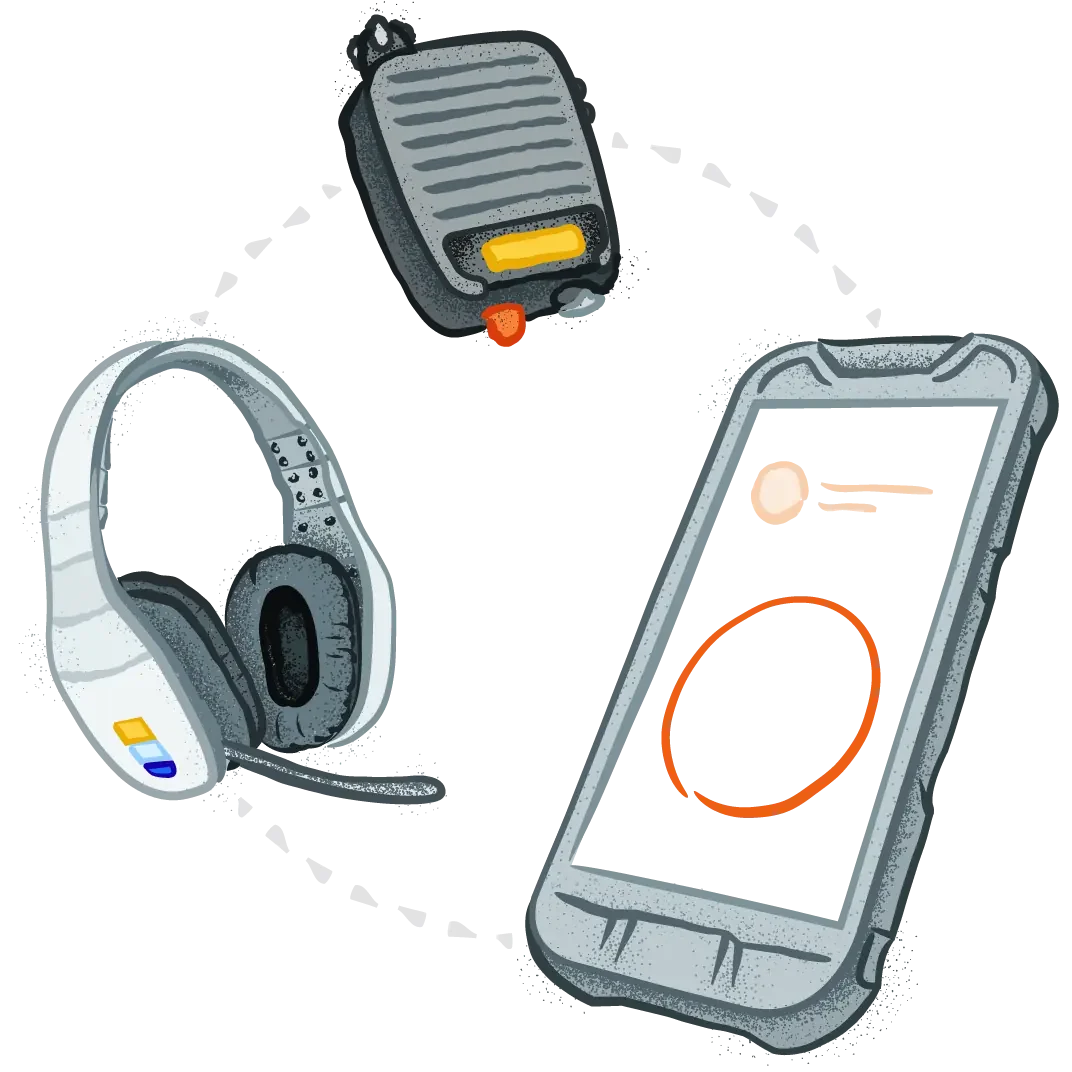 Illustration of push-to-talk accessories