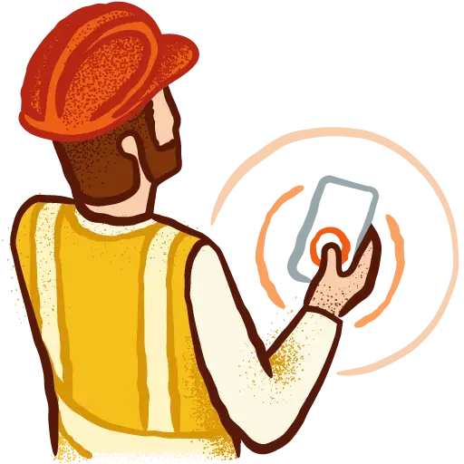 Illustration of worker in a hard hat