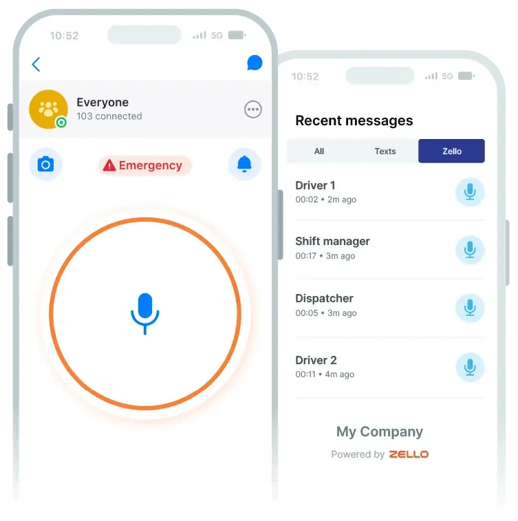 Illustration of a mobile device running an app built with the Zello SDK